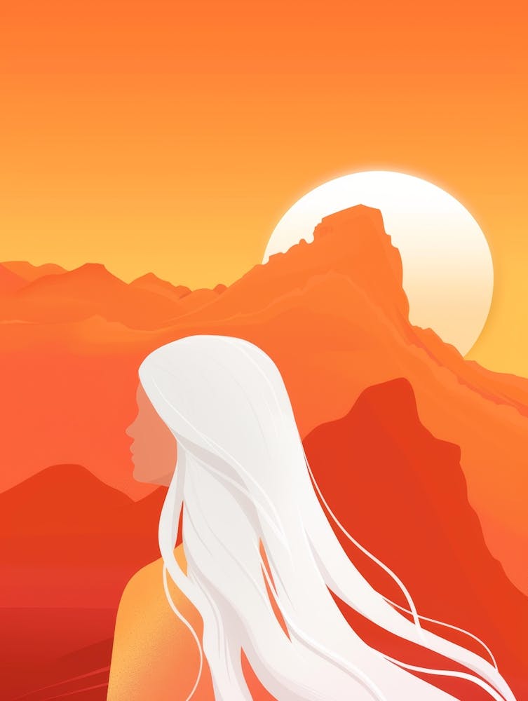 Girl With Long Hair In The Desert