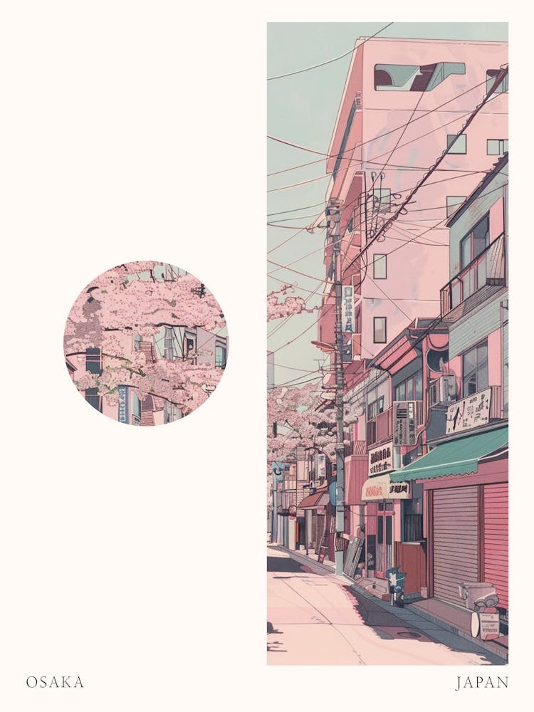 Osaka Japan 6 Cut Out Travel Poster