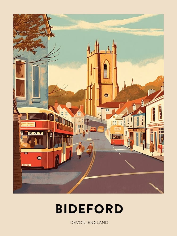 Devon Vintage Travel Poster Bideford 2