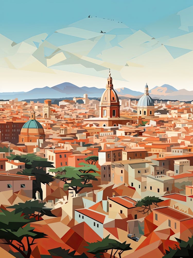 Rome, Italy, Geometric Illustration 2