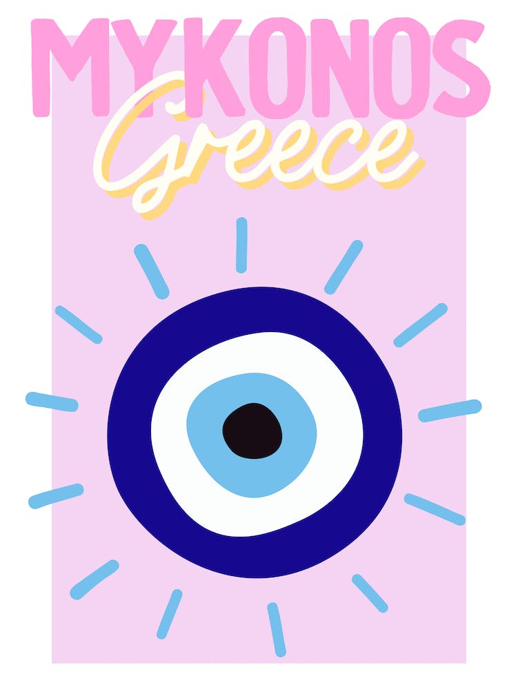 Travel Poster Mykonos (Purple) 1