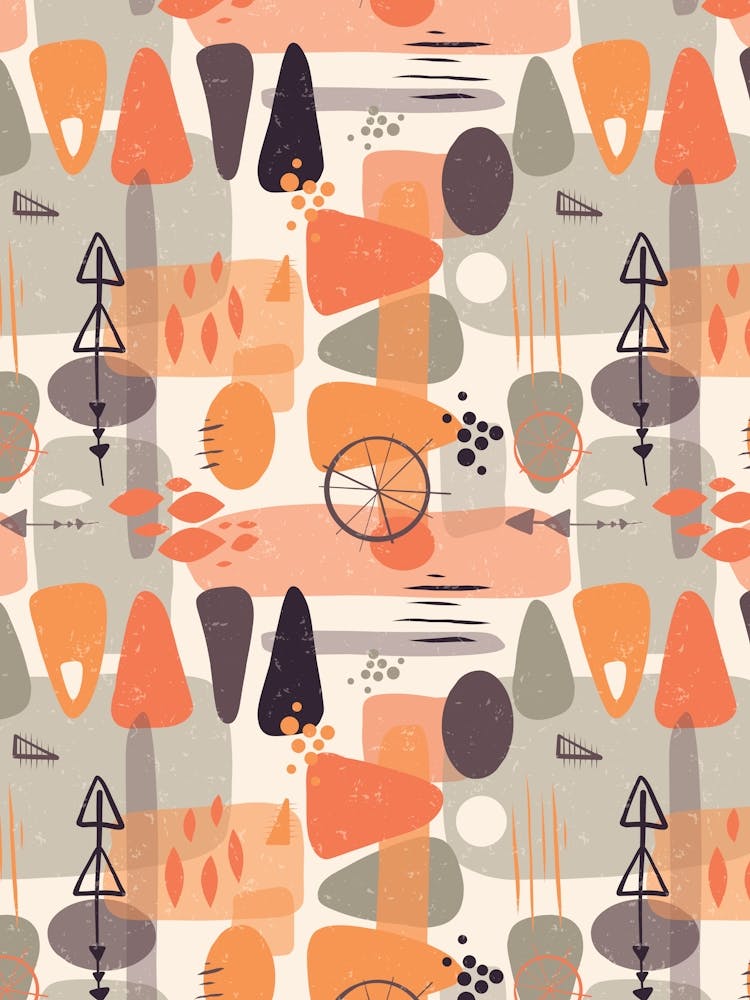 Atomic Mid Century Modern Shapes Warm Tone