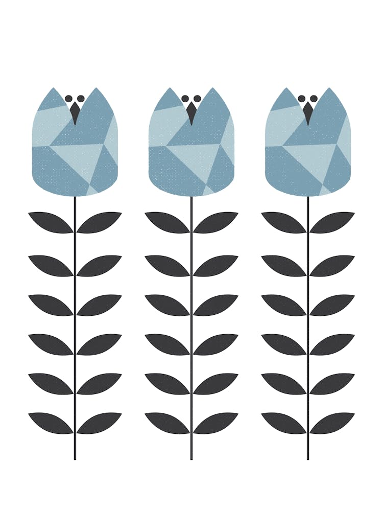 Scandi Flower Print Blue