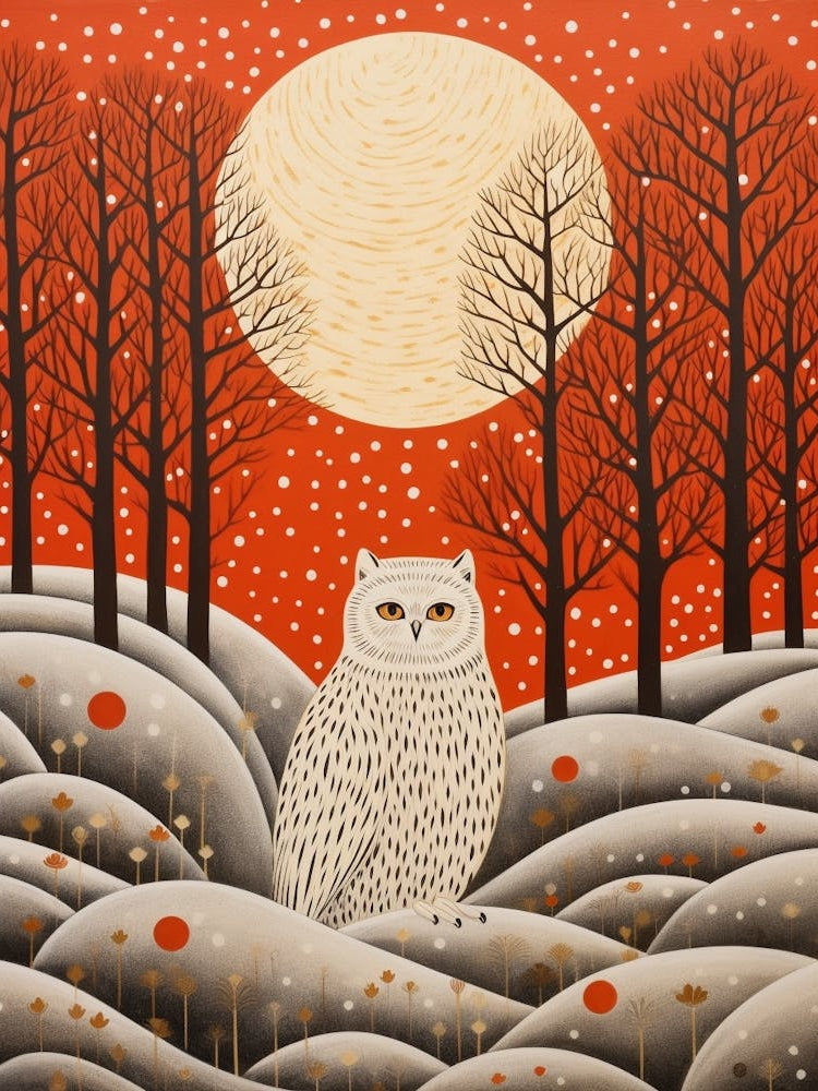 Bird Illustration Snowy Owl 4