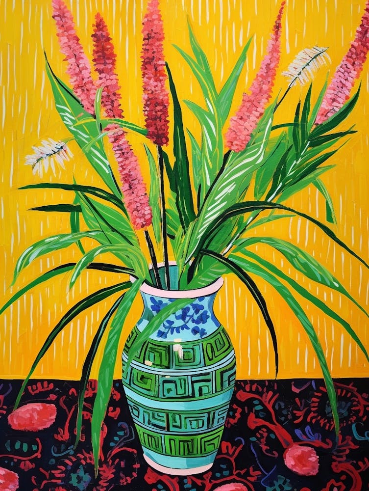 Flowers In A Vase Still Life Painting Fountain Grass 2