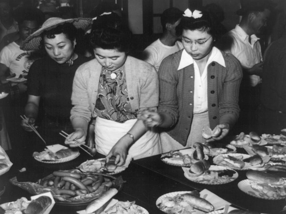 San Juan Bautista, California, Japanese American Girls Preparing Picnic Lunch By Russell Lee