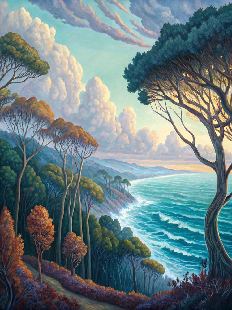 Bruce Ricker Landscape Surrealist Oil Painting