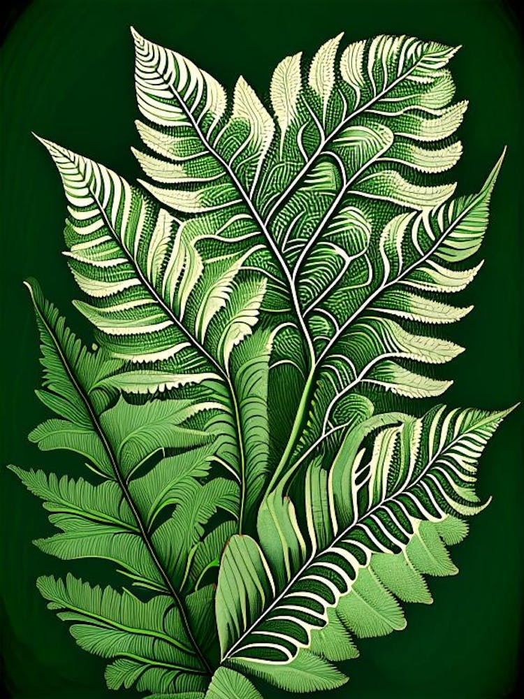 Soft Shield Fern 4 Vintage Botanical Poster