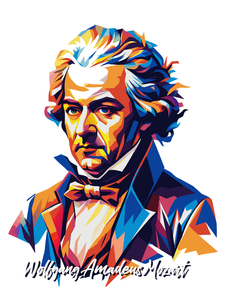 Wolfgang Amadeus Mozart 01 Portrait WPAP Pop Art