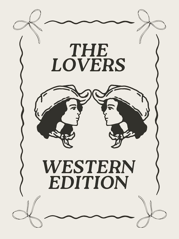 The Lovers Western Edition | Lesbian Wall Art | Cowgirl Decor | WLW Decor | Western LGBTQIA+ Beige + Black