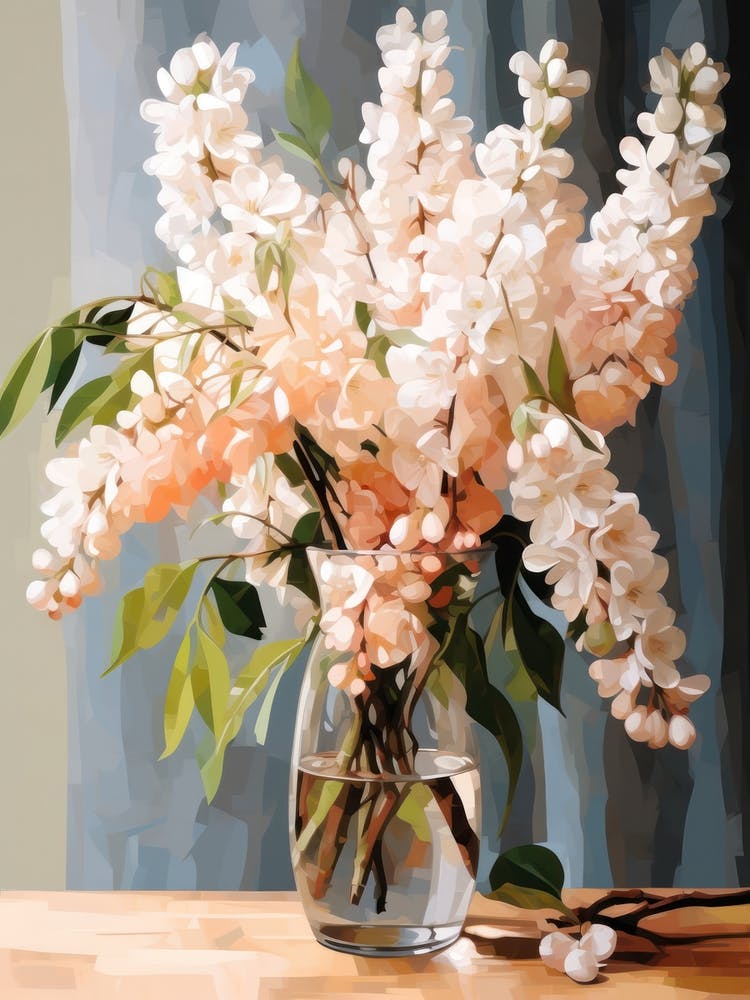Wisteria Flower Still Life Painting 4 Dreamy