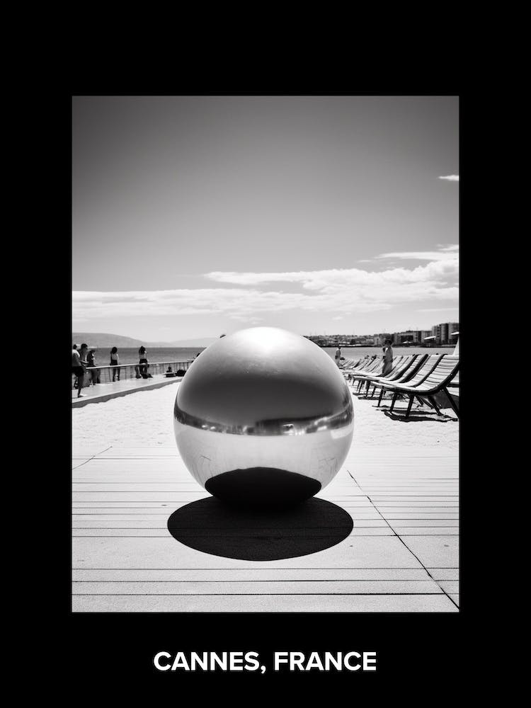Poster Of Cannes, France, Mediterranean Black And White Photography Analogue 4