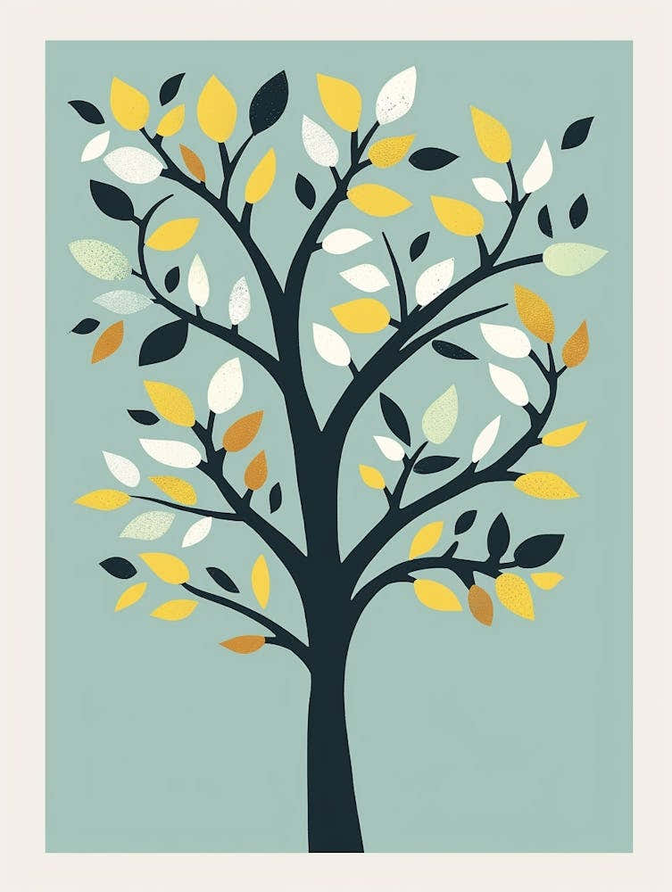 Mahogany Tree Flat Illustration 1