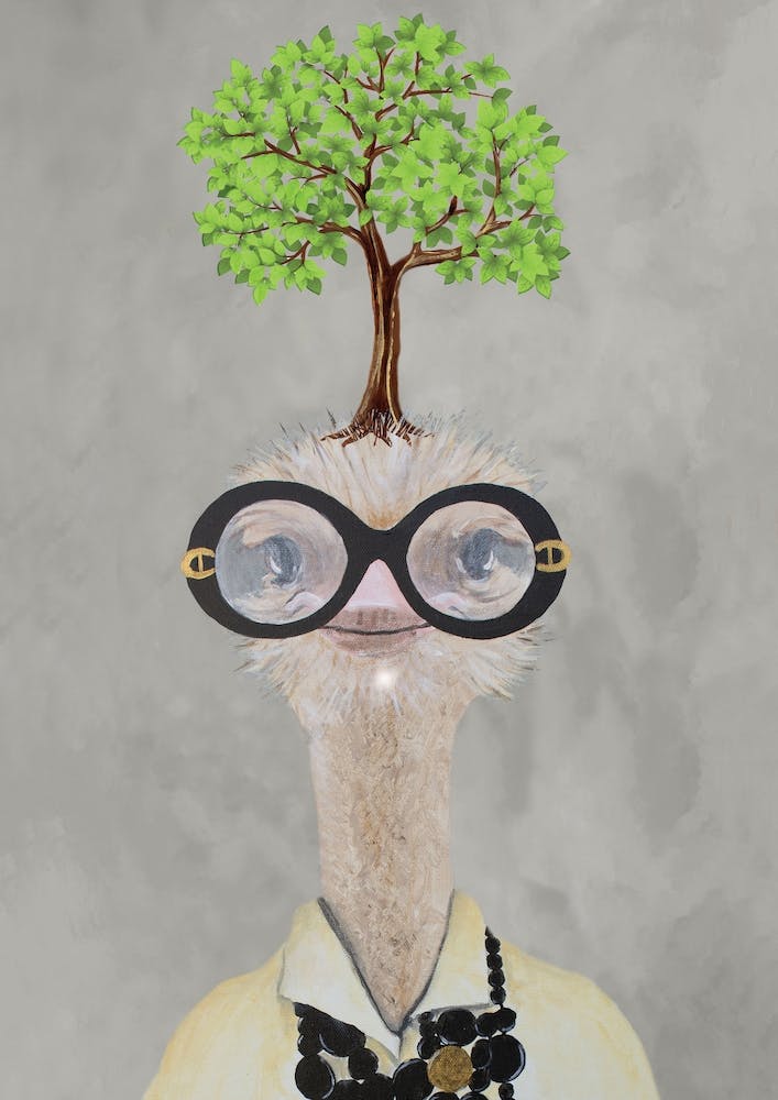 Iris Apfel Ostrich With Tree