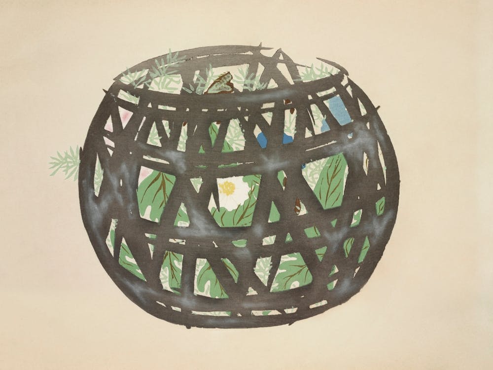 Basket From Momoyogusa –Flowers Of A Hundred Generations (1909), Kamisaka Sekka