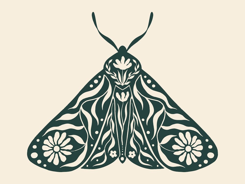 Folk Art Moth 03 - Midnight Green