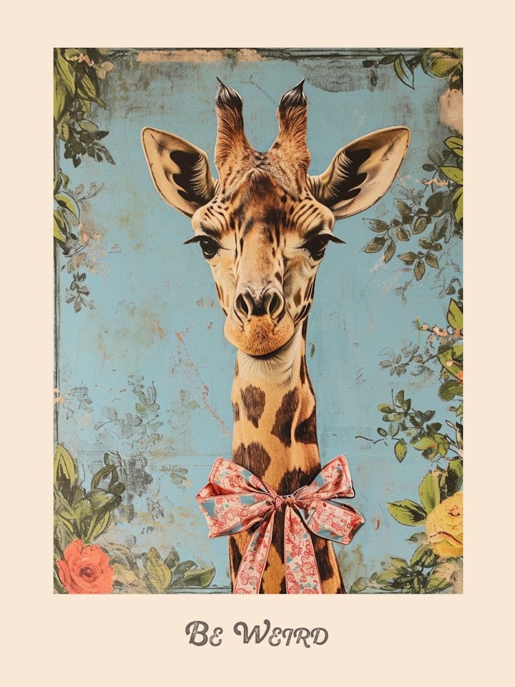 Be Weird Giraffe Bow Poster
