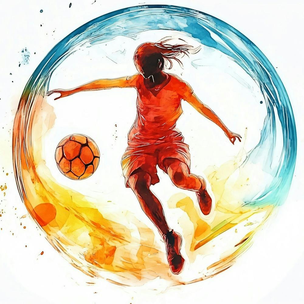 Female Soccer Player Kicking A Ball
