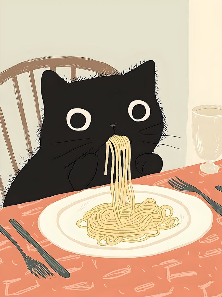 Katze isst Spaghetti 4