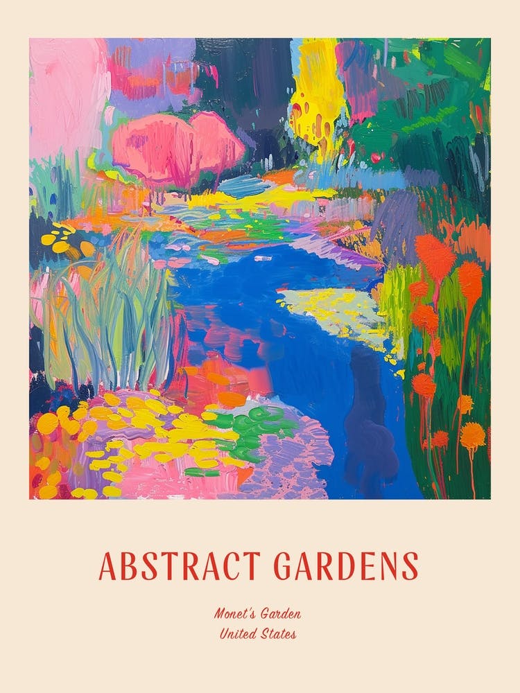 Colourful Gardens Monets Garden Usa 1 Red Poster