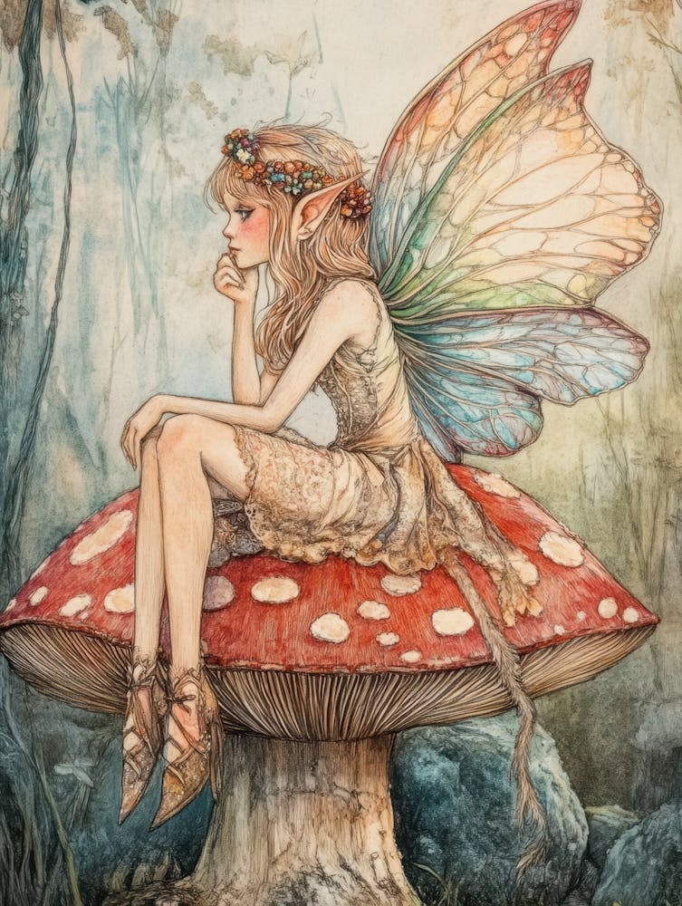 Fairy On A Mushroom 2