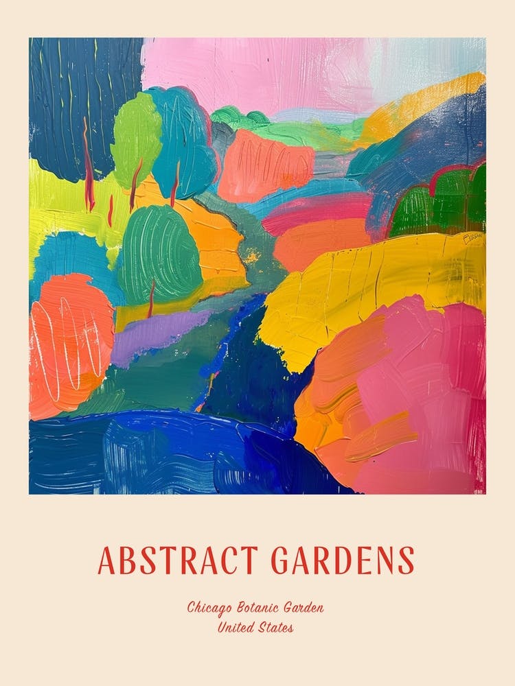 Colourful Gardens Chicago Botanic Garden Usa 4 Red Poster