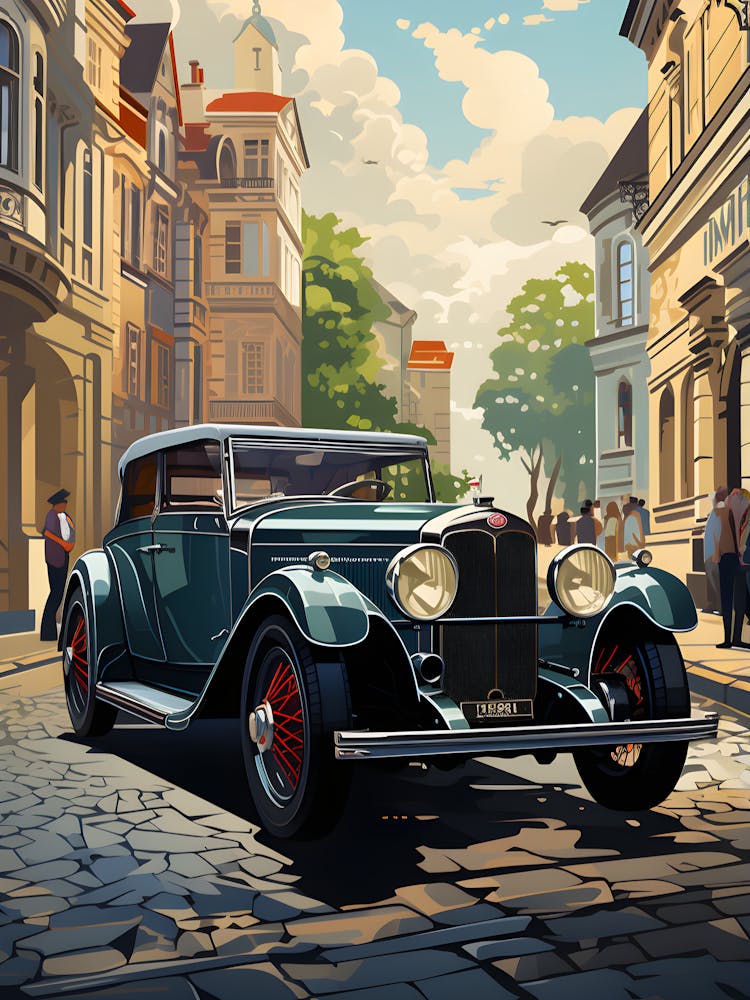 Classic Convertible In A Charming European Street