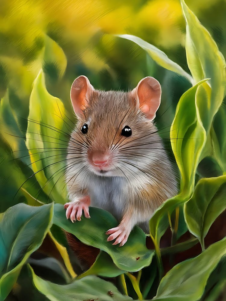 Mouse In The Leaves
