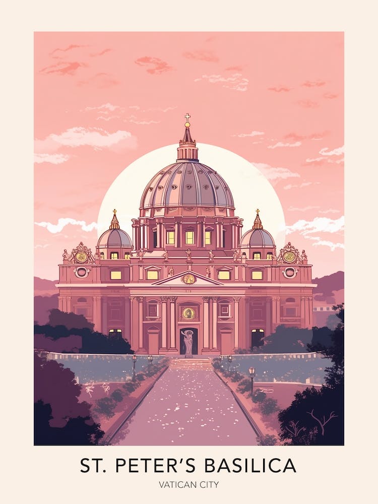 The St Peter's Basilica Vatican City Travel Poster