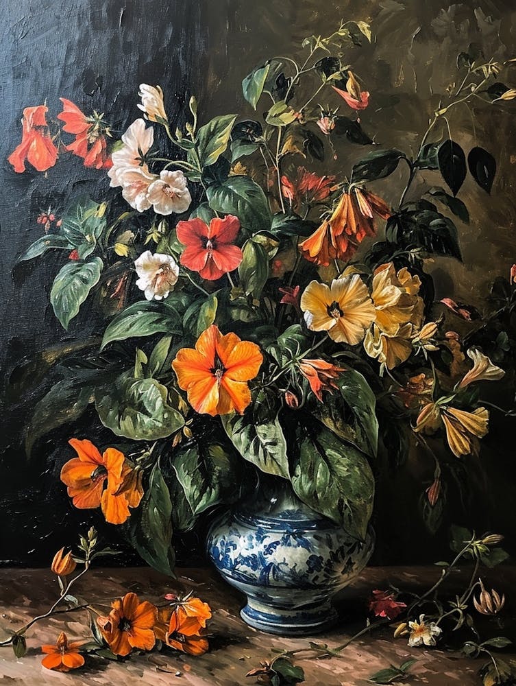 Baroque Floral Still Life Impatiens 1