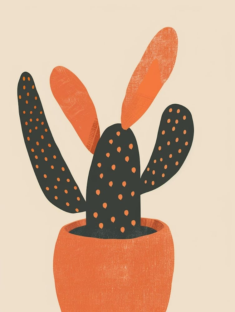 Hasenohr-Kaktus Minimalistische Abstrakte Illustration 2
