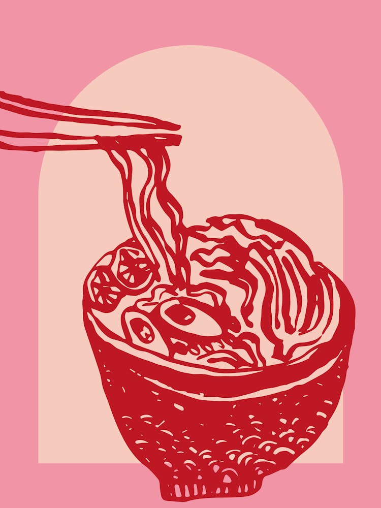 Pink Ramen Noodle Bowl