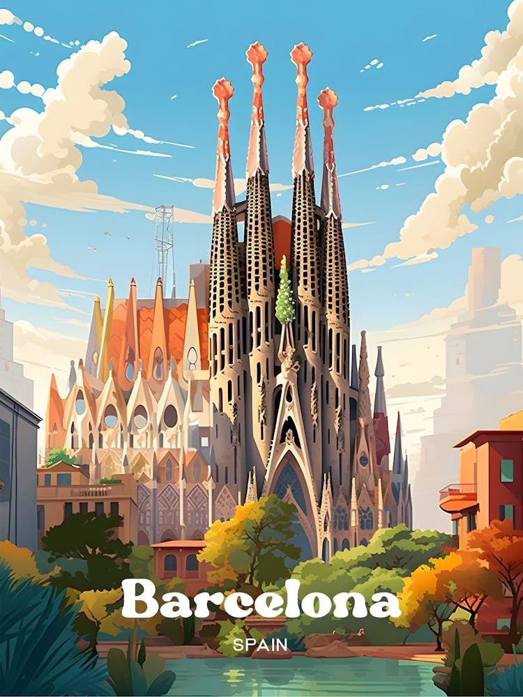 Barcelona Spain 2 Travel Poster 3 4 Resize