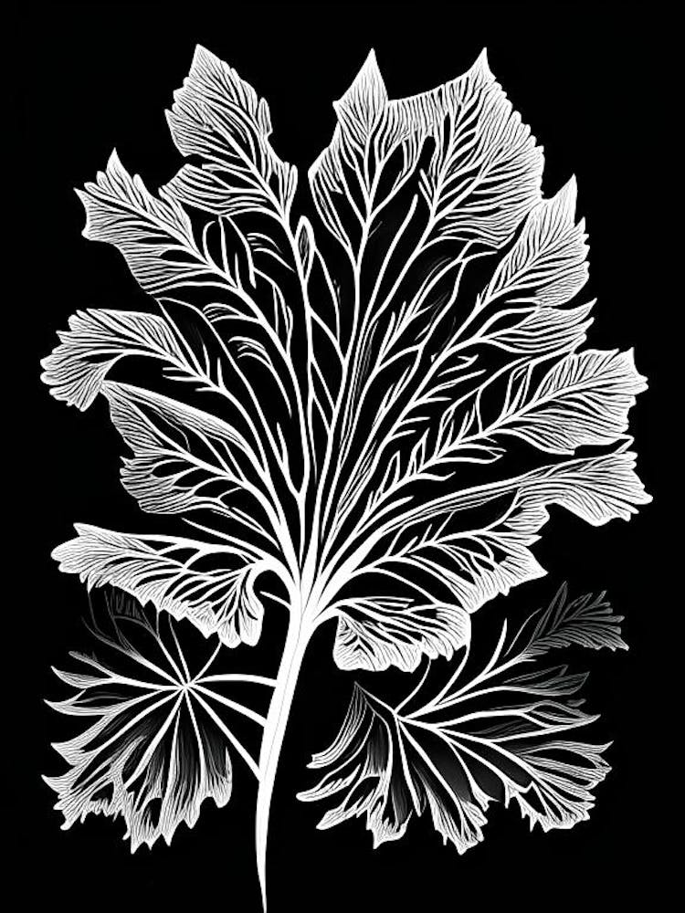Cilantro Leaf Linocut 1