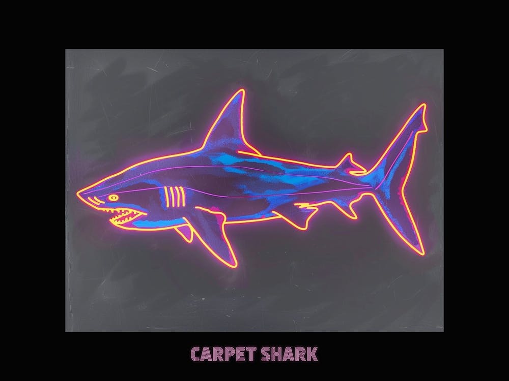 Neon Pink Orange Carpet Shark Poster 2