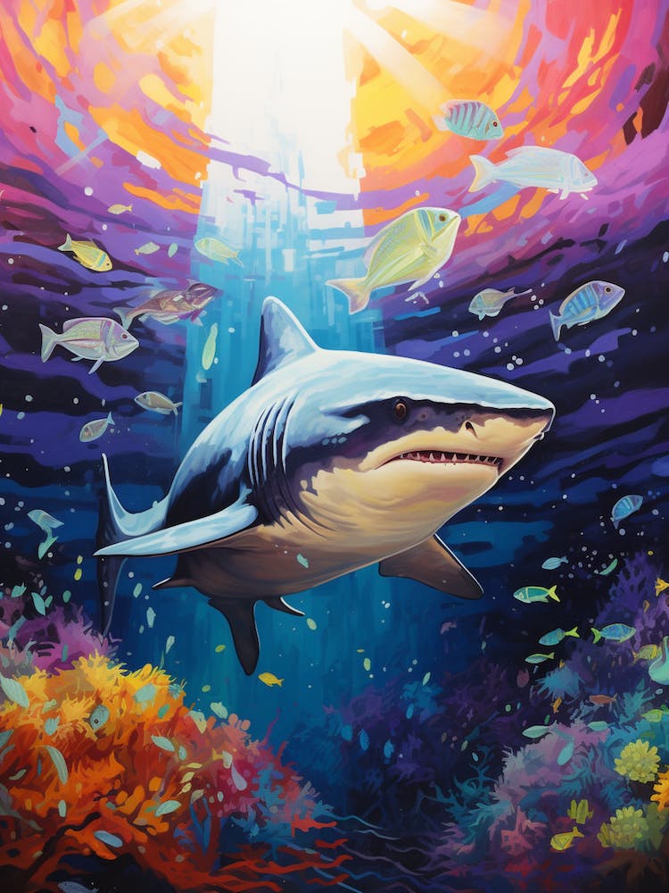 A Whitetip Reef Shark Vibrant Paint Splash 2
