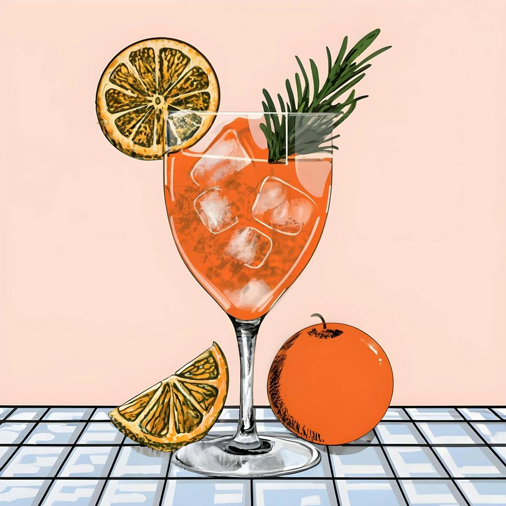Aperol Spritz Cocktail Illustration