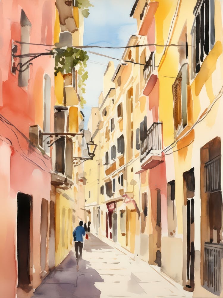 Cagliari, Italy Watercolour Streets 3