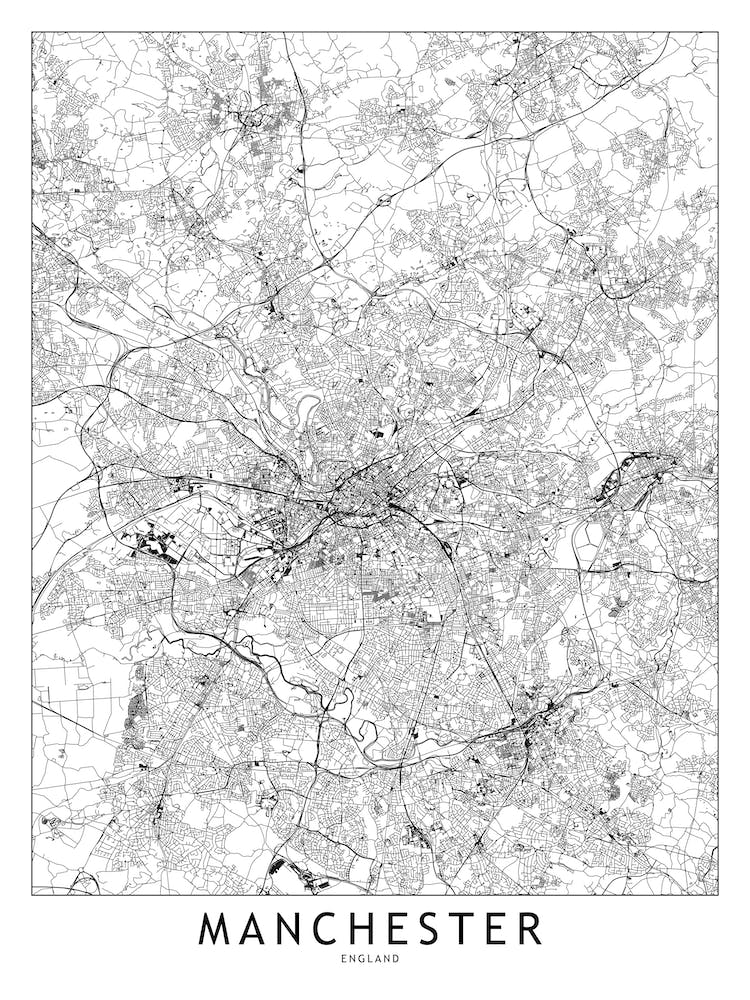 Manchester White Map
