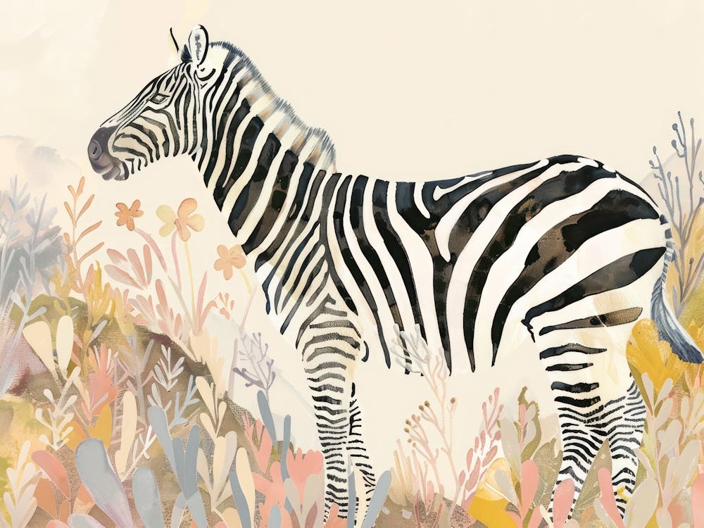 Zebras Tropical Jungle Illustration 4