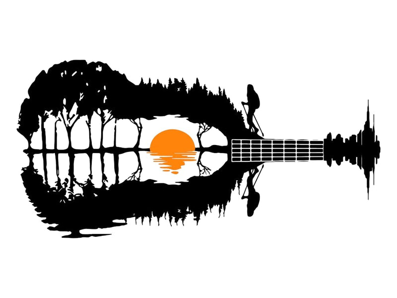 Black and White Guitar Sunset Sunrise