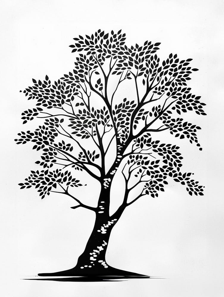 Ash Tree Simple Geometric Nature Stencil 1