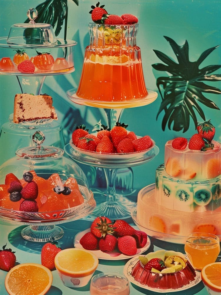 Jelly Dessert Selection Retro Collage 2