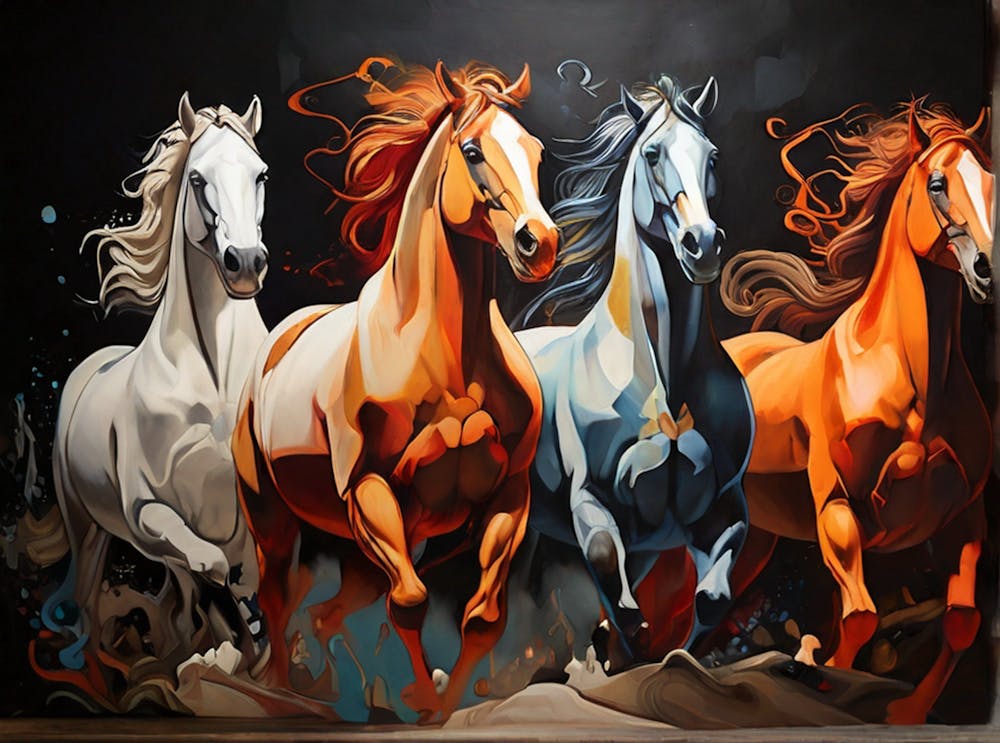 Horses galloping in a field. 4