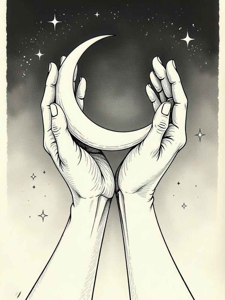 Moon And Hands