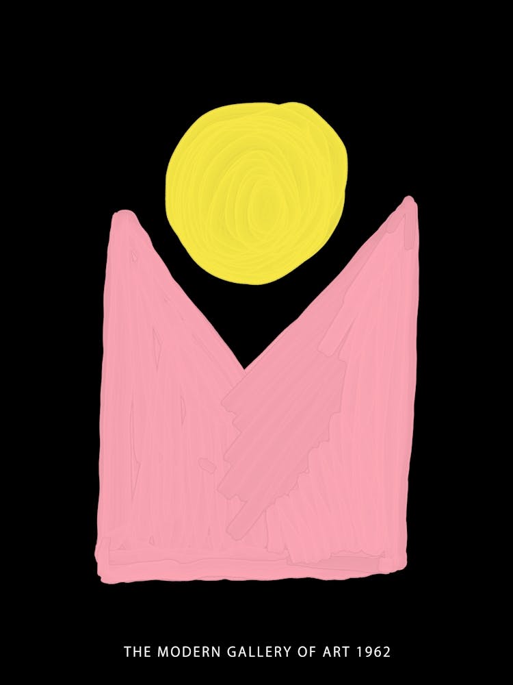 Pink And Yellow Abstract Shapes Black Background