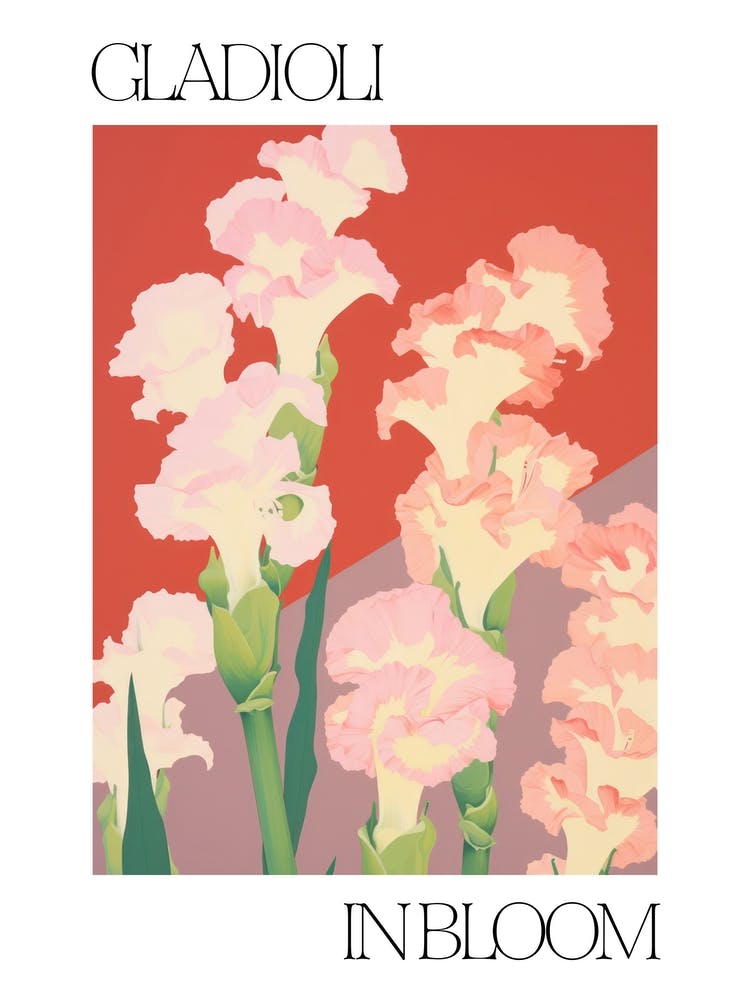 Gladioli In Bloom Flowers Bold Illustration 3