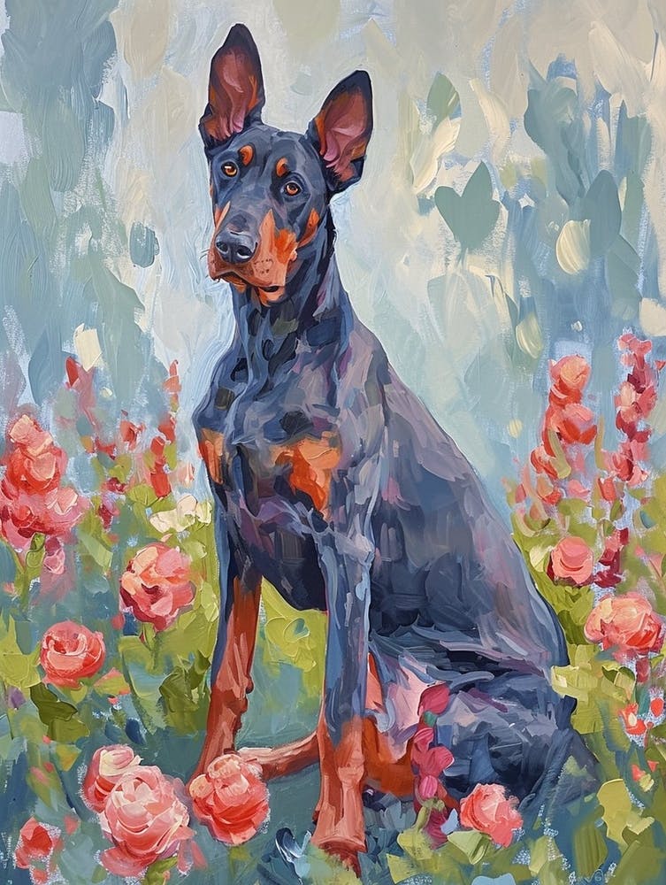 Doberman Pinscher Acrylic Painting 3