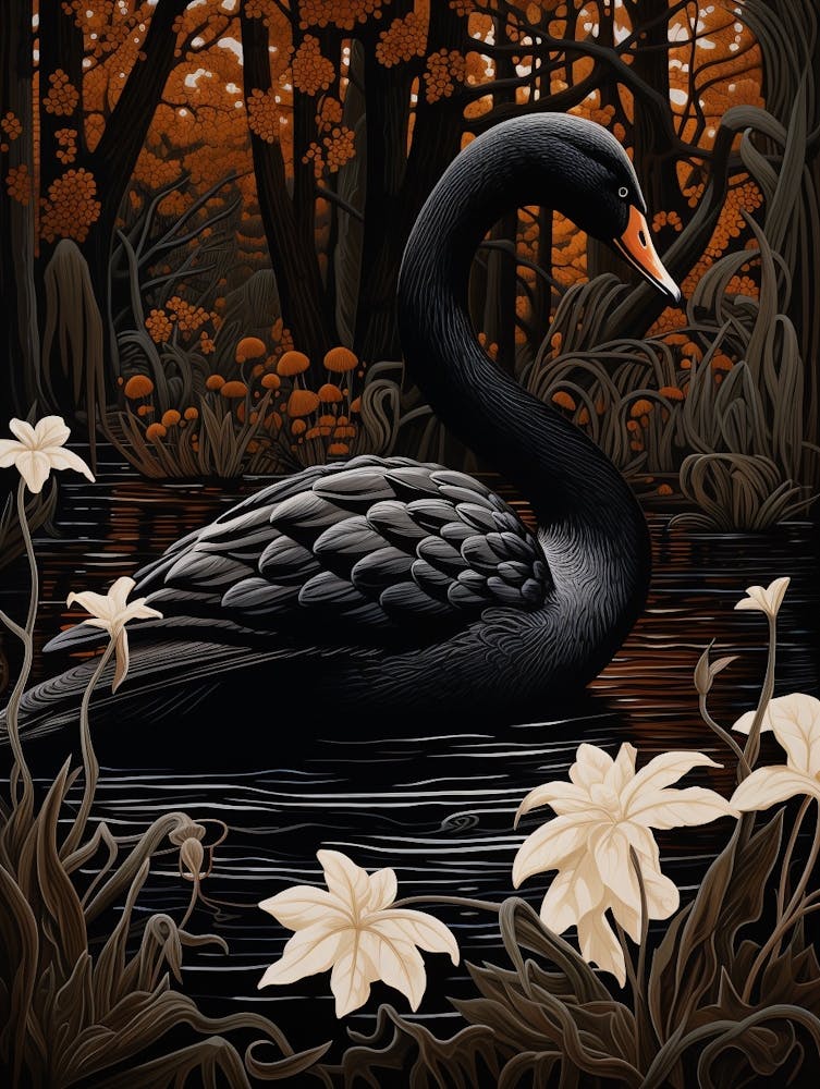 Dark And Moody Botanical Swan 2