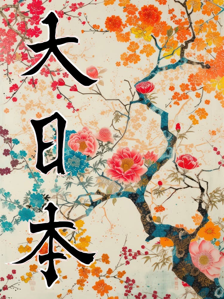 Great Japan Hokusai Poster Japanese Floral  2